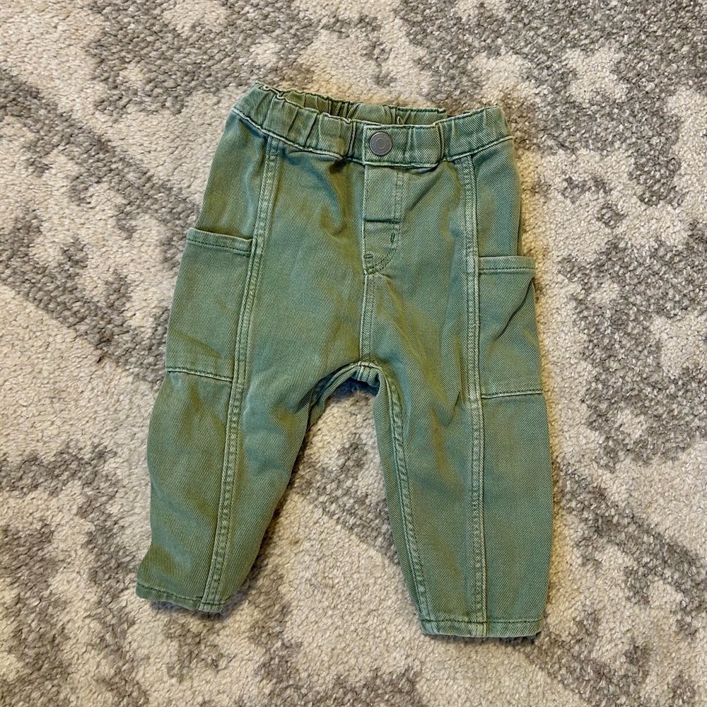 H&M Baby Toddler Green Casual Pants with Relaxed Fit and Elastic Waistband